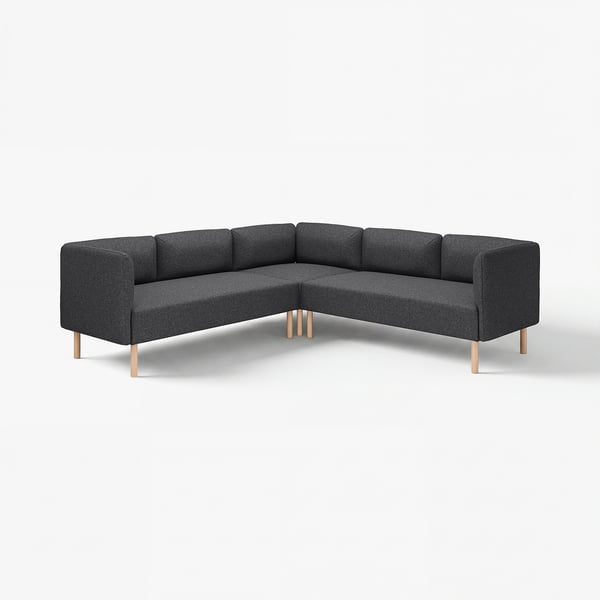 LILLEHEM dunkelgraues moduläres Sofa, modernes Design mit Holzbeinen.