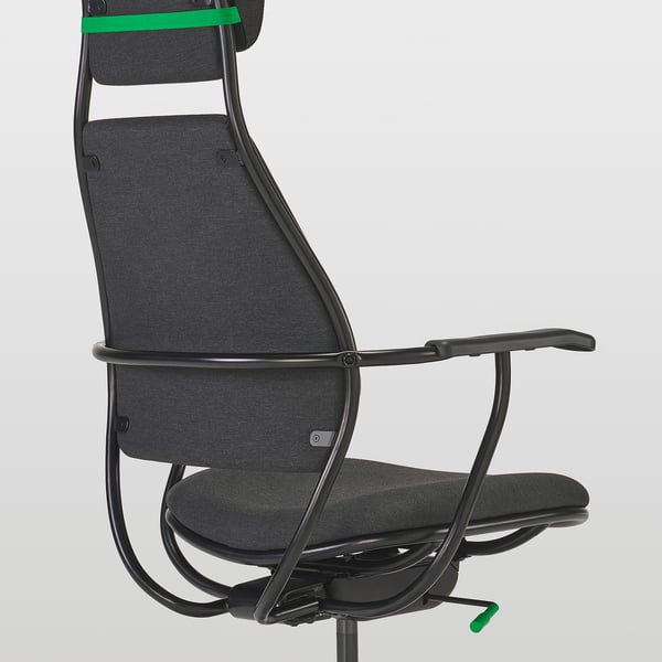 Ergonomischer Gaming-Stuhl mit verstellbarer Kopfstütze, Rücken- und Armlehnen. Hochwertige Materialien sorgen für Komfort und Langlebigkeit.
