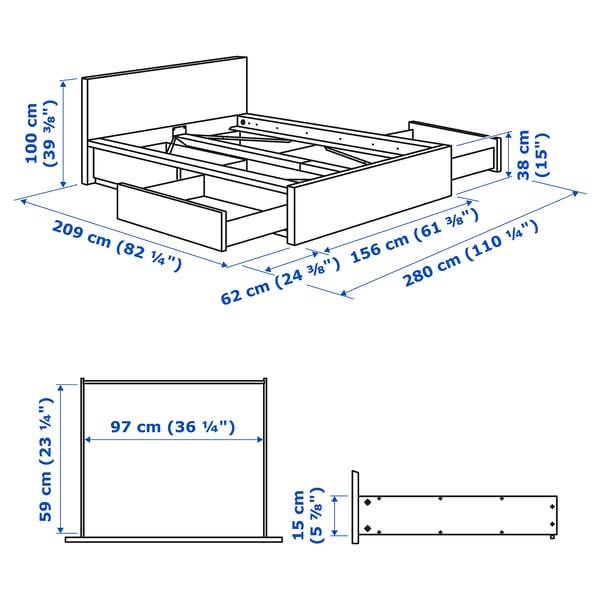 Abbildung mit Maßen für das Produkt: MALM.