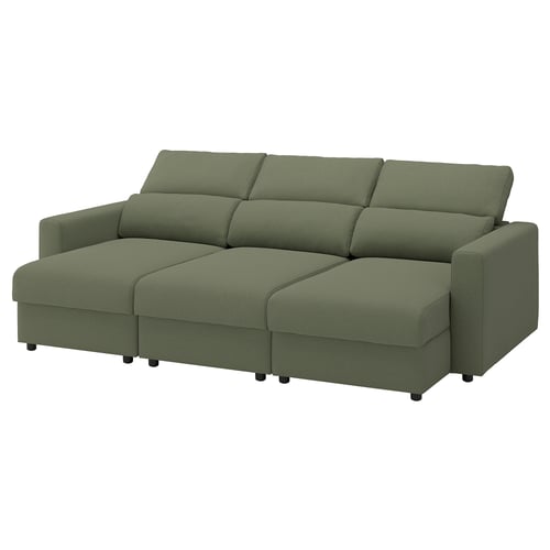 MALMKÖPING 3er-Sofa, mit Récamiere/Tibbleby graugrün