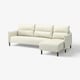 MANNARP Ecksofa in Hellgrau. Modernes, hohes Design mit weichen Polstern und Holzbeinen.