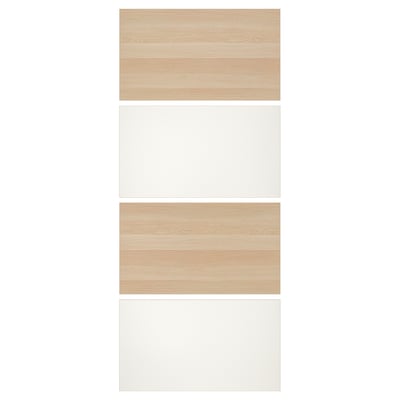 MEHAMN Türverkleidungen: Front helles Holz, hinten weiß, rechteckig.