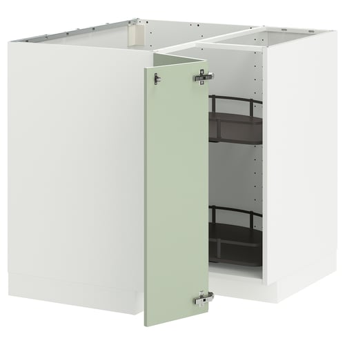 METOD Küchenzeile: weiß mit grüner Tür, quadratische Form, modernes Design, stabiler Rahmen, verstellbare Regale.
