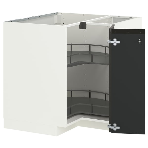 METOD Eckunterschrank+Karussell, weiß/Upplöv matt anthrazit, 88x88 cm