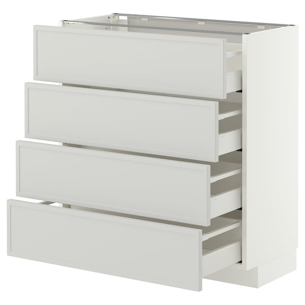 METOD / MAXIMERA Unterschr., 4 Fronten/4 Schubladen, weiß/Aspudden hellgrau, 80x37 cm