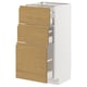 Weißer METOD-Küchenschrank mit drei Schubladen in Eichenoptik. Modernes, minimalistisches Design mit integrierten Griffen.
