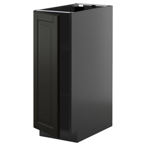 Schwarzer METOD-Schrank, schlank und modern, rechteckig mit einer Tür.