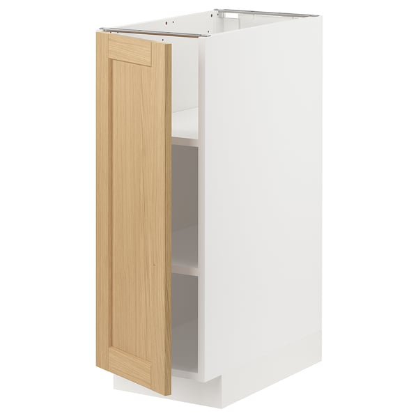 METOD Küchenschrank, weiß & Eiche, eintürig, verstellbares Regal, klassisches Design.