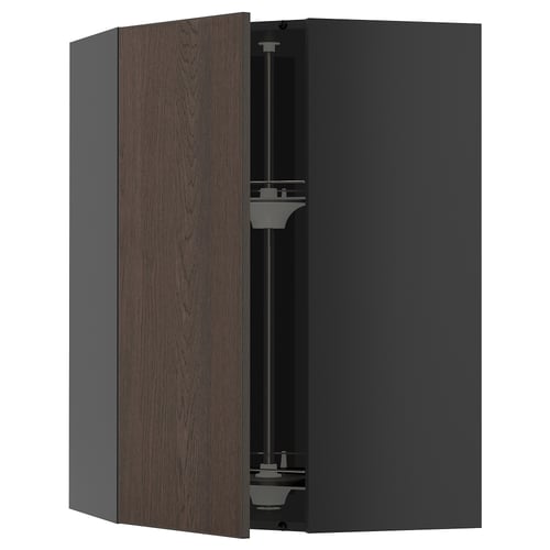 METOD Küchenzeile, dunkelbraun, Holz, C-förmig, modernes Design, mit verstellbarem Regal.