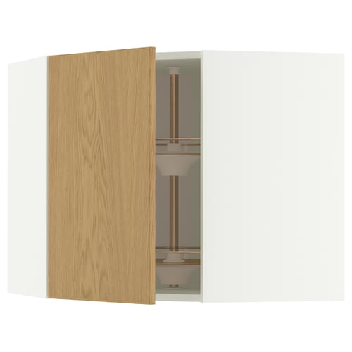 Auspen: METOD Wandschrank, helles Holz, weiße Innenausstattung, Glasablage, verstellbar.