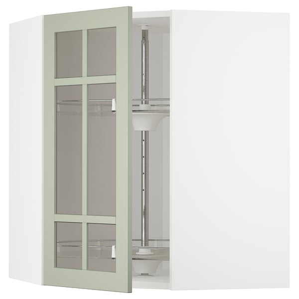 METOD Küchenpaneel, hellgrün mit Glas, modernes Design, verstellbares Regal.