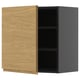 METOD Wandschrank, Eichen-Finish, dunkler Rahmen, minimalistische Griffe, offenes Fach