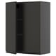 METOD schwarzer Wandschrank mit zwei Regalen, schlankem Design, integriertem Griff.