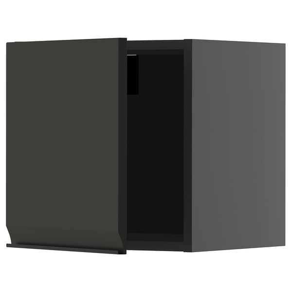 Moderner schwarzer Küchenschrank, rechteckige Form, schlankes Design, Teil des METOD-Systems.
