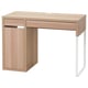 MICKE Schreibtisch: helles Holz, minimalistisches Design, eine Schublade, Schrank, Kabelmanagement, klare Linien.