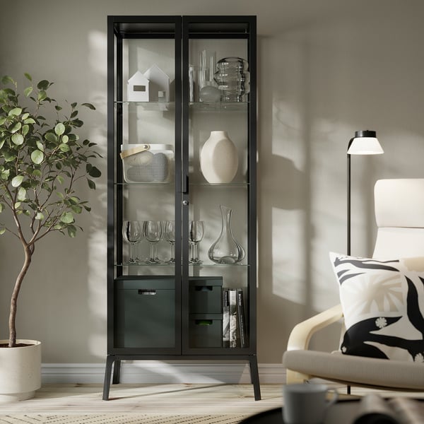 MILSBO Vitrine, anthrazit, 73x175 cm
