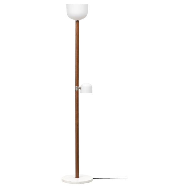MOSSPLYM Deckenfluter/Leseleuchte, opalweiß Glas/dunkelbraun Eiche, 180 cm