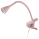 Rosafarbene, verstellbare Aufstecklampe mit flexiblem Hals und fokussiertem Licht. Energieeffiziente LED.