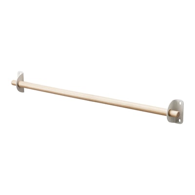 NEREBY Holzschiene, silberne Metallhalterungen, Wandmontage, minimalistisches Design.