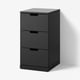 NORDLI dunkelgraue Truhe mit drei Schubladen; schlank, rechteckig, modernes Design.