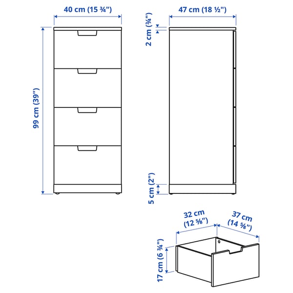 Abbildung mit Maßen für das Produkt: NORDLI.