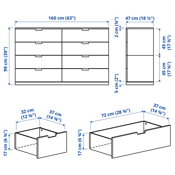 Abbildung mit Maßen für das Produkt: NORDLI.