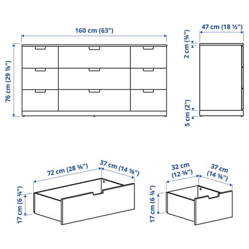 Abbildung mit Maßen für das Produkt: NORDLI.