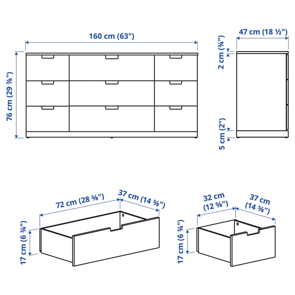 Abbildung mit Maßen für das Produkt: NORDLI.