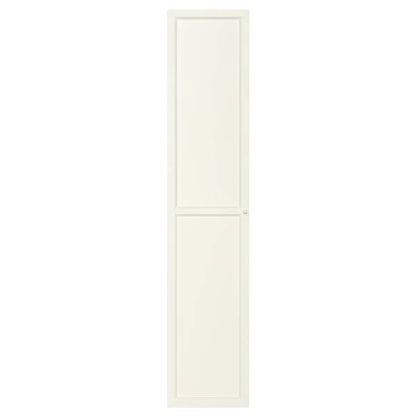 Ein weißer OXBERG-Schrank mit einer einflügeligen Tür aus Faserplatten und Papierfolie in rechteckiger Form.