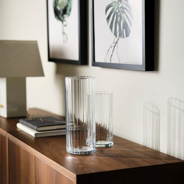 PÄRLGLADA Vase, Klarglas, 24 cm