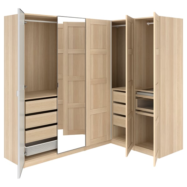 PAX / BERGSBO/ÅHEIM Eckkleiderschrank, Eicheneff wlas/Eichenfurnier, 211/161x201 cm