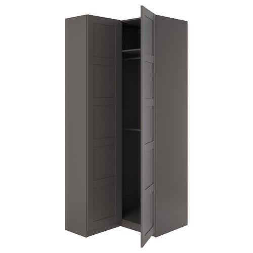 PAX / BERGSBO Eckkleiderschrank, dunkelgrau/dunkelgrau, 111/88x236 cm
