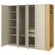 PAX / BERGSBO Schrankkombination, graubeige graubeige/Eichenachbildung, 220x60x201 cm