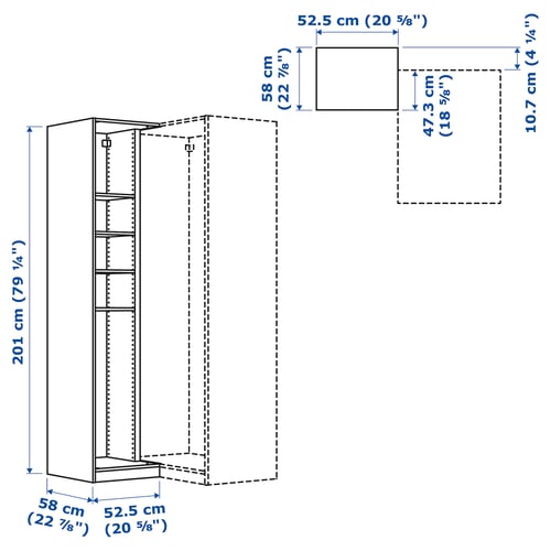 Abbildung mit Maßen für das Produkt: PAX.