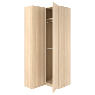 PAX / FORSAND Eckkleiderschrank, Eicheneff wlas/Eicheneff wlas, 111/88x236 cm