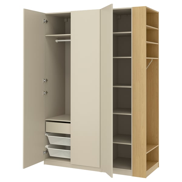 PAX / FORSAND Schrankkombination, graubeige graubeige/Eichenachbildung, 170x60x236 cm