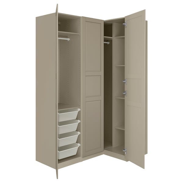 PAX / TYSSEDAL Eckkleiderschrank, graubeige/graubeige, 161/111x236 cm