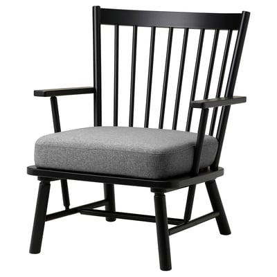 PERSBOL schwarzer Sessel: klassisches Design, bequemes Kissen, Holzgestell.