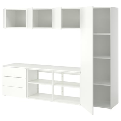 PLATSA Kleiderschr m 4 Türen+3 Schubl., weiß Fonnes/weiß, 240x42x181 cm