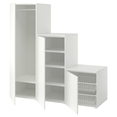 PLATSA Kleiderschrank mit 3 Türen, weiß/Fonnes weiß, 180x57x181 cm
