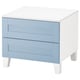 Moderne blau-weiße Aufbewahrungskommode: 2 Schubladen, weiße Beine, klares Design.