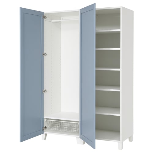 PLATSA Schrank mit 2 Türen, weiß/Sannidal blau, 120x57x191 cm