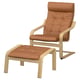 POÄNG Sessel und Hocker, Eiche/Grann goldbraun