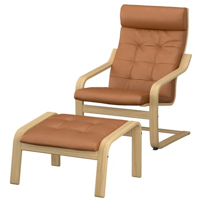 POÄNG Sessel und Hocker, Eiche/Grann goldbraun