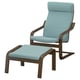 POÄNG Sessel und Hocker, Nussbaumnachbildung/Kelinge graublau