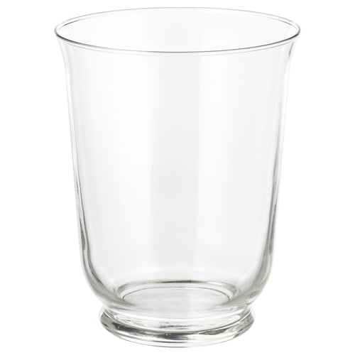 POMP Glas, klar, zylindrisch mit breiter Öffnung, Sockel für Stabilität, vielseitig einsetzbar als Vase oder Laterne.