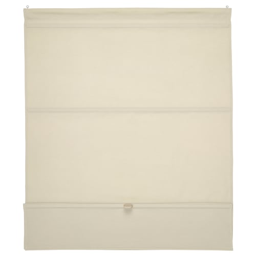 Beige RINGBLOMMA Raffrollo, Leinenstruktur, kabellos, magnetisch für Privatsphäre und Lichtsteuerung.