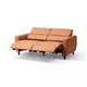 Braunes Leder-Liegeliege-Sofa, schlankes Design, Holzbeine, elektrisch liegende Funktion.