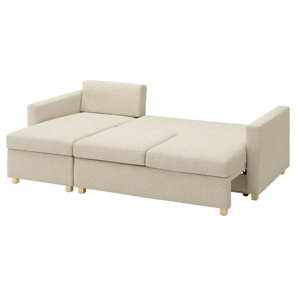 SALTSJÖBADEN 3er-Bettsofa mit Récamiere, Vittangi hellbeige/weiß