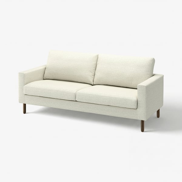 Ein SALTSJÖBADEN-Sofa in Beige, mit einem sauberen Design und Taschenfedern für Komfort, Holzbeinen und abnehmbarem waschbarem Bezug.